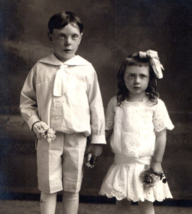 Brother Sister Boy Girl Siblings RPPC Real Photo Antique Postcard Vintage Family - £9.38 GBP