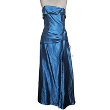 Blue Satin Strapless Maxi Dress Size 10 Petite New with Tag - £92.67 GBP