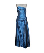 Blue Satin Strapless Maxi Dress Size 10 Petite New with Tag - £92.01 GBP
