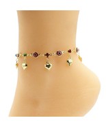 18k Layered Real Gold Filled Anklet Bracelet EVIL eyes Hearts 10&quot; - $15.93 CAD