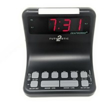DEAFWORKS Futuristic 2 Dual Alarm Clock with Flashing or Steady Light mo... - £40.81 GBP