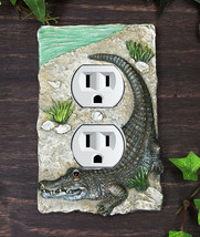 Pack of 2 Wildlife Bayou Swamp Alligator Double Receptacle Wall Outlet P... - £19.65 GBP