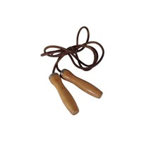 Vintage Healthways Hollywood Leather Jump Rope Wooden Handles Prop Workout 7.5&#39; - £27.78 GBP