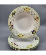 New Mikasa Fruit Rapture Large Rim Soup Bowl Set Of 4-Pc Set  2000&#39;s - $124.86 CAD