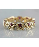 2Ct Round Cut Simulated Red Ruby Elegant Wedding Band 14K Yellow Gold Pl... - £92.29 GBP