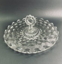 Vintage Serving Dish Plate Tray Fostoria American Glass Ruffle Center Handle 12” - £18.38 GBP