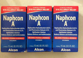 Naphcon A Eye Allergy Relief Drops 15 ml  (3 pack) Exp 2025 - £21.79 GBP