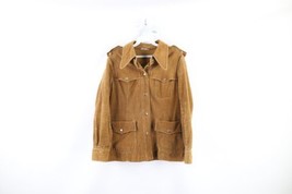 Vintage 70s Streetwear Womens Medium Distressed Corduroy Button Shirt Ja... - £71.09 GBP