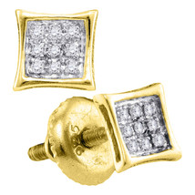 Yellow-tone Sterling Silver Unisex Round Diamond Kite Cluster Stud Earrings - £20.91 GBP