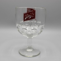 Vintage Schlitz Beer Stemmed Thumbprint Dimpled Goblet Heavy Glass 6&quot; Tall 16 Oz - £7.77 GBP