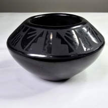 Black On Black Ceramic Vessel Short Vase Vintage Décor - £158.69 GBP