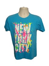 New York City Splashy Splatter Paint Adult Small Blue TShirt - £11.63 GBP