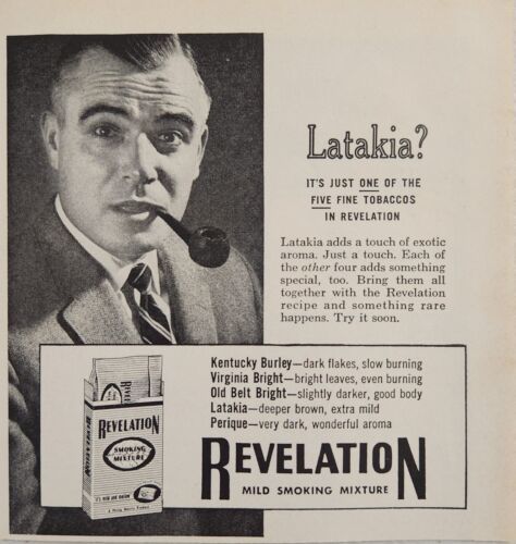 Primary image for 1961 Print Ad Revelation Mild Tobacco Smoking Mixture Man Smokes a Pipe