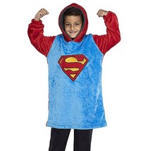 Superman Boys Youth Blue Pullover Hoodie Long Shirt Small/Medium Plush NEW - £12.45 GBP