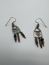 Vintage Southwestern Artisan Handmade Muller Dangle Earrings 6cm - £18.99 GBP