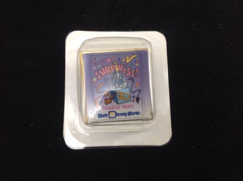 Vintage Walt Disney World "SURPRISE" 20 MAGICAL YEARS Anniversary Square Pin - £22.41 GBP