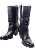 SEYCHELLES Women Black Boots Size 7 Western Round Toe Leather Mid-Calf Pull-On - £36.08 GBP