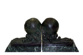 Bey Berk Globe Solid Bronze Bookends Mother Earth Sculpture Bey Berk - $99.95