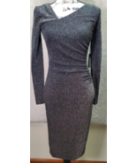Vince Camuto Bodycon Dress Womens Size 2 Gray Glitter Asymmetrical Neck ... - £36.68 GBP