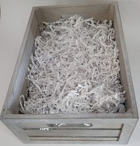 Gray Wooden Crate with Handles &amp; White Plastic Straw 13x9x5 in, Gift Basket - $14.84