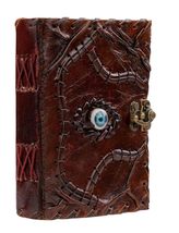 Leather Diary With Evil Eye Stone- 5×7 inch Spells Journal with 240 Unlined Hand - £40.21 GBP