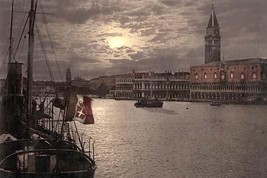 Grand Canal and Doges&#39; Palace by moonlight, Venice, Italy - Art Print - £17.57 GBP+