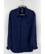 Crazy Horse Silk Mens Dress Shirt Size Large Blue Button Up Collared Lon... - $581.89 MXN