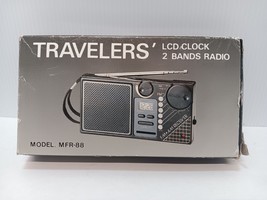 Travelers LCD AM/FM Clock Radio With Alarm Model MFR-88 Tested Works Pre... - $18.69