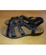 CLARKS LADIES BROWN OPEN TOE/HEEL STRAPPY SANDALS-12-BARELY WORN-NICE/COMFY - £16.30 GBP