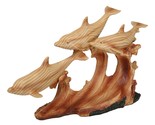 Nautical Marine Sea Ocean 3 Dolphins Swimming With Waves Faux Wood Figurine - $28.99