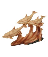 Nautical Marine Sea Ocean 3 Dolphins Swimming With Waves Faux Wood Figurine - $39.64 CAD
