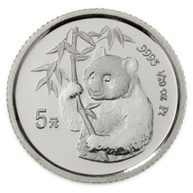 1995 Cina 1/20 Oz. Platino a Prova Di Panda IN Gemma Condizioni Km #729 - £521.49 GBP