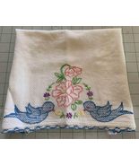 Vintage Hand Embroidered Bird Towel 16”x19” - £5.53 GBP