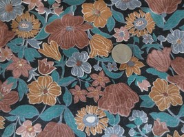 2933. Flowers On Black Apparel, Home Decor Cotton Fabric - 43&quot; X 2 1/2 Yds. - £5.73 GBP