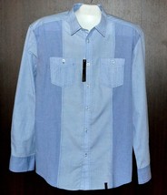 Straight Faded Men&#39;s Blue Striped Casual Cotton Blend Shirt Size XL - £22.25 GBP