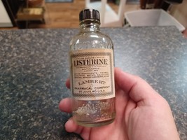 Vtg Embossed Listerine Glass Bottle 7oz Antiseptic Paper Label Lambert P... - $19.79