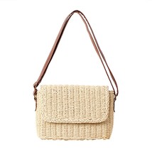 Summer Straw Bag For Women Rattan Crossbody Ladies KnitteFlap Shoulder Bag Femal - £22.34 GBP