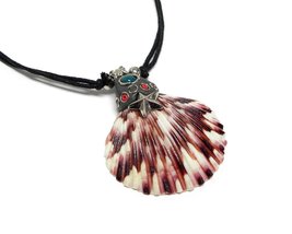 Mia Jewel Shop Silver Metal Charm Natural Dyed Clam Seashell Pendant Resin Blue  - £7.77 GBP+