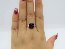 Solid 925 Sterling silver Vintage Red Garnet Stone Ring 4.50 Ct Gift For Women - £68.43 GBP