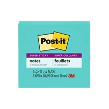 Post-it Super Sticky Notes, 3 In x 3 In, Aqua Blue, 1 Pad - $11.87