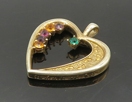 925 Sterling Silver - Vintage Citrine Garnet &amp; Topaz Love Heart Pendant- PT16480 - $35.07