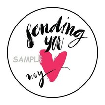 30 Sending You My Love Envelope Seals Labels Stickers 1.5&quot; Round Heart - £5.89 GBP