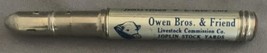 Vintage Owen Bros &amp; Friend Livestock Comm Joplin MO Advertising Bullet Pencil - £3.92 GBP