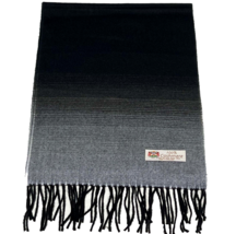 Men Women 100% CASHMERE SCARF Wrap Made in England Solid Black Fade gray #W107 - £7.60 GBP