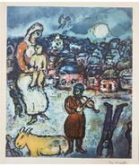 Marc Chagall Fiddler on the Roof Facsimile Signed Lithograph On Paper Art - $98.01