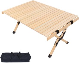 Outdoor Picnic Table, Cake Roll Wooden Camping Table With A Bag For Picnic - £72.86 GBP
