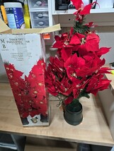 Merry Brite Fiber Optic Poinsettia Christmas 32” Bush Christmas Decor Se... - €51,86 EUR