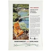 Vintage 1950&#39;s Northwest Orient Airlines Print Ad DC-7C Imperial Service 7 x 10 - £6.06 GBP