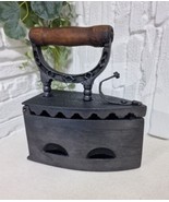 Antique Coal Iron, Cast Iron And Wooden Handle, Vintage Decor Rare Colle... - $119.49 CAD