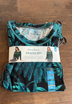 Tommy Bahama Womens 2 Pc Pajama Set Sz XL Cotton Blend Leaves Tropical Green Nwt - £26.94 GBP